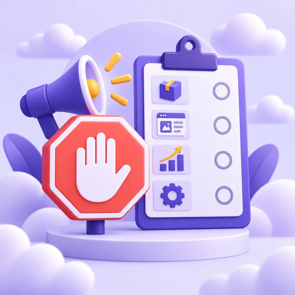 Reklam kampanyası öncesinde dur ve kontrol et kararını temsil eden trafik ışığı illüstrasyonu