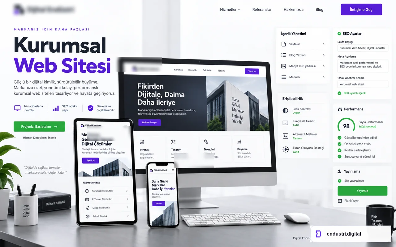 Kurumsal web sitesi içerik SEO hız ve güvenlik sistemi