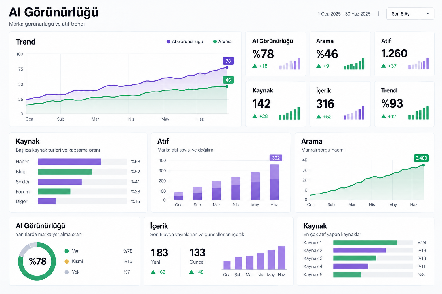 Google ve yapay zeka aramalarında marka görünürlüğü, kaynak ve atıf analizi