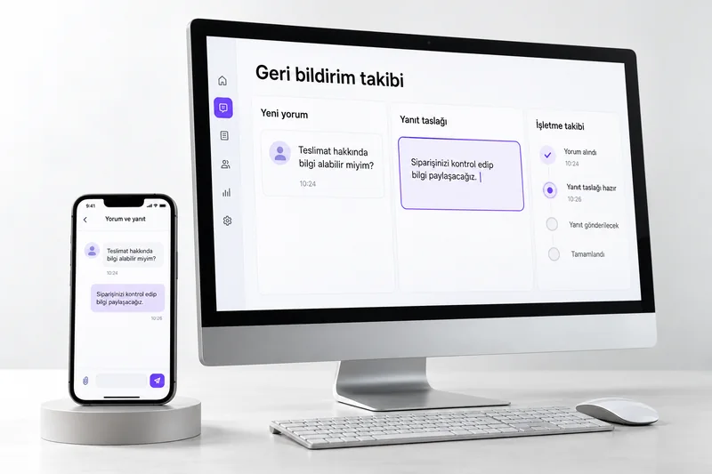Bilgisayarda geri bildirim takibi ve telefonda yorum yanıtı; temsili itibar yönetimi